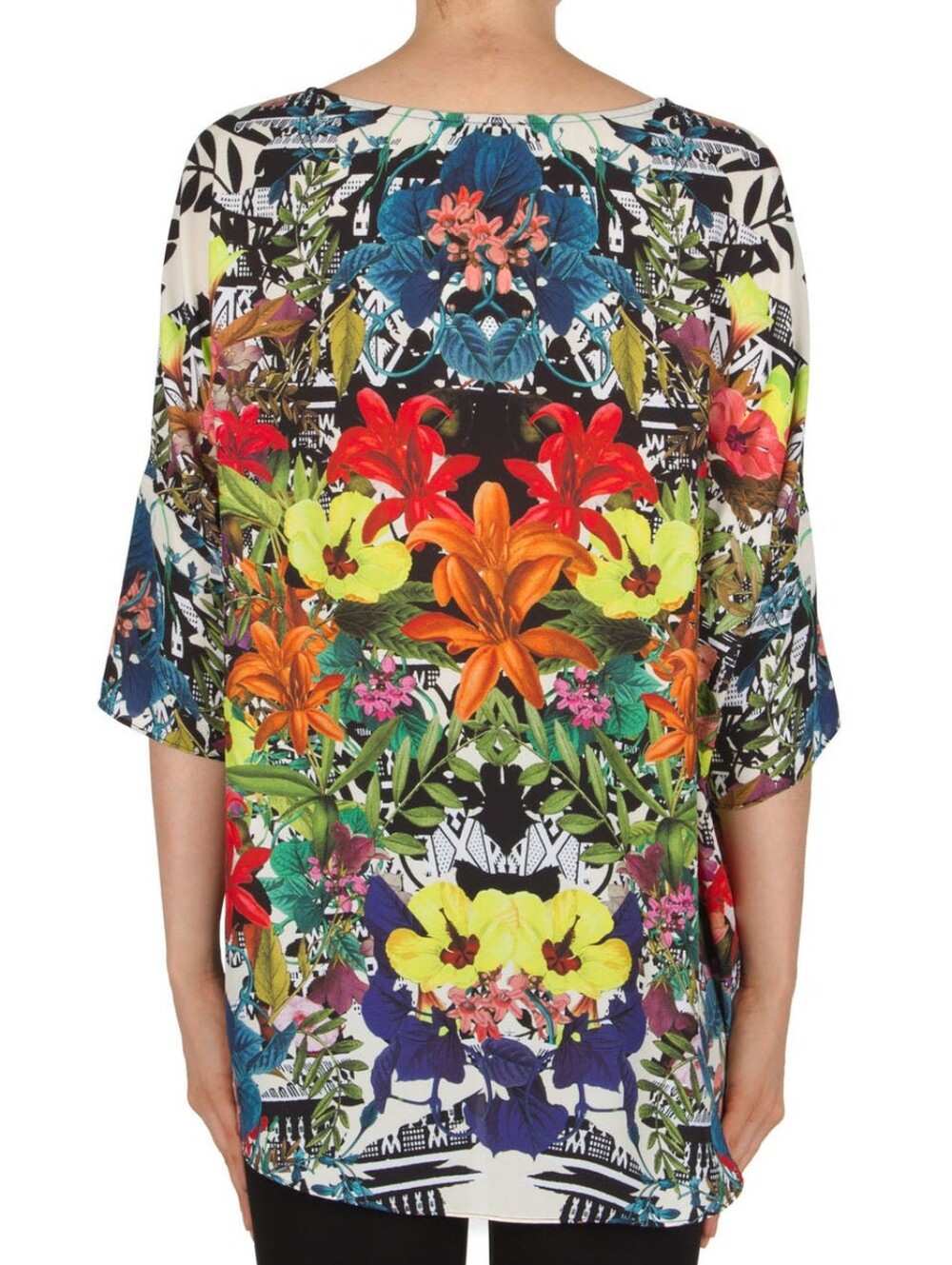 Joseph Ribkoff Bright Floral V-Neck Chiffon Tunic Blouse Size 18 - Picture 10 of 10